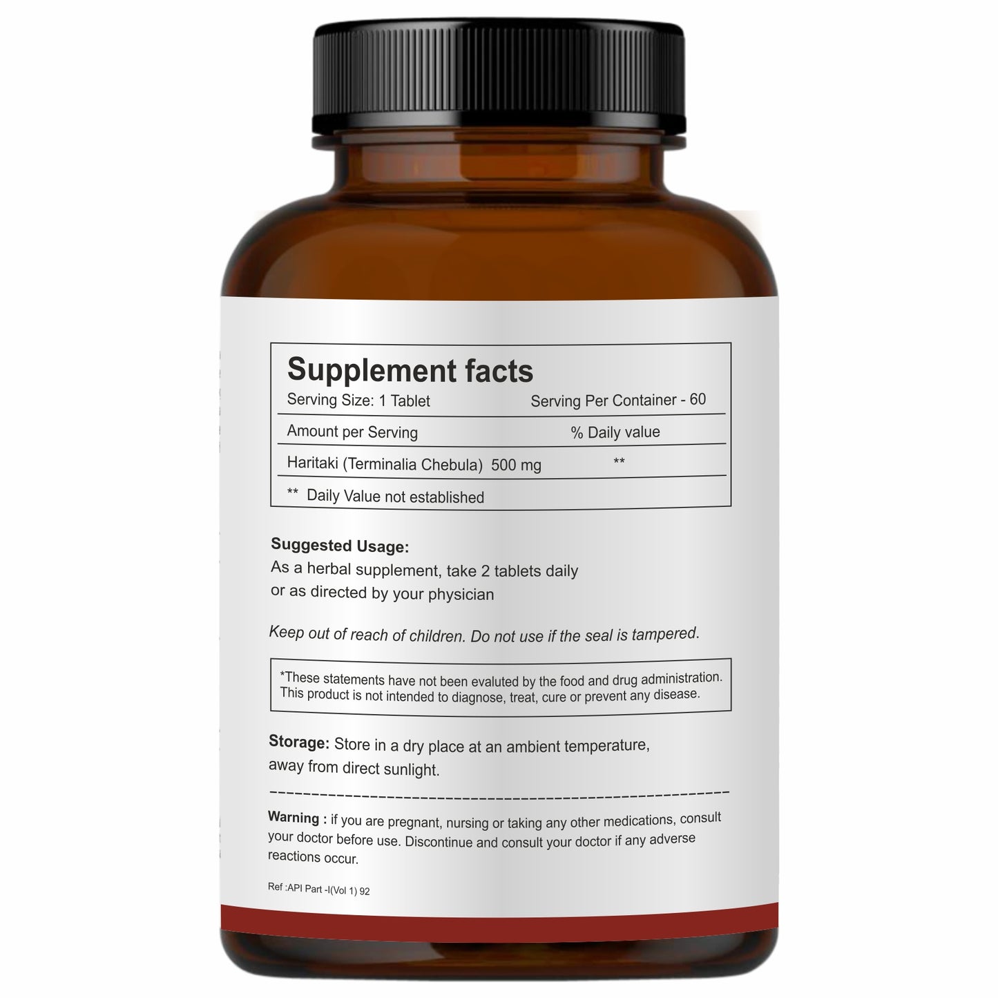 Herb Essential Haritaki Tablets 500mg, 60Tablets|100% Pure & Natural,Traditionally Used for Digestive Wellness & Vitality