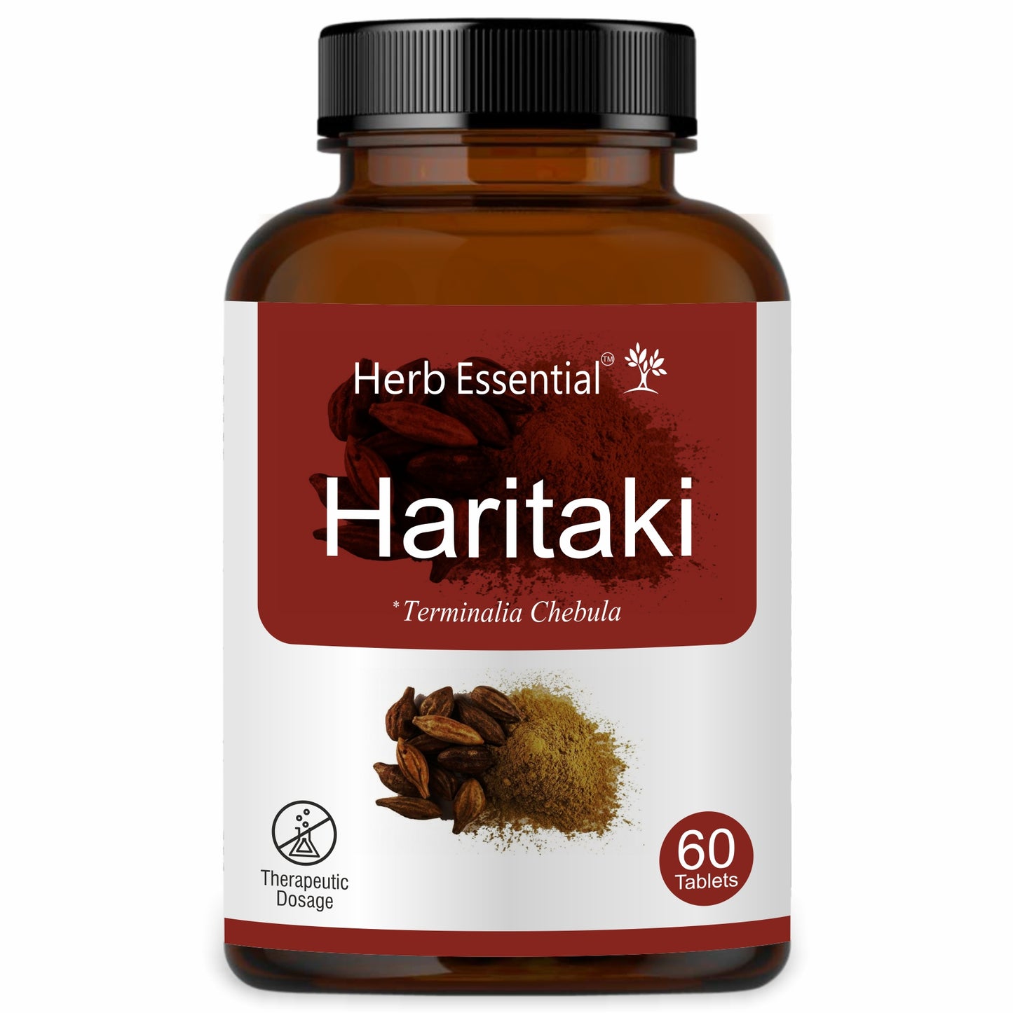 Herb Essential Haritaki Tablets 500mg, 60Tablets|100% Pure & Natural,Traditionally Used for Digestive Wellness & Vitality