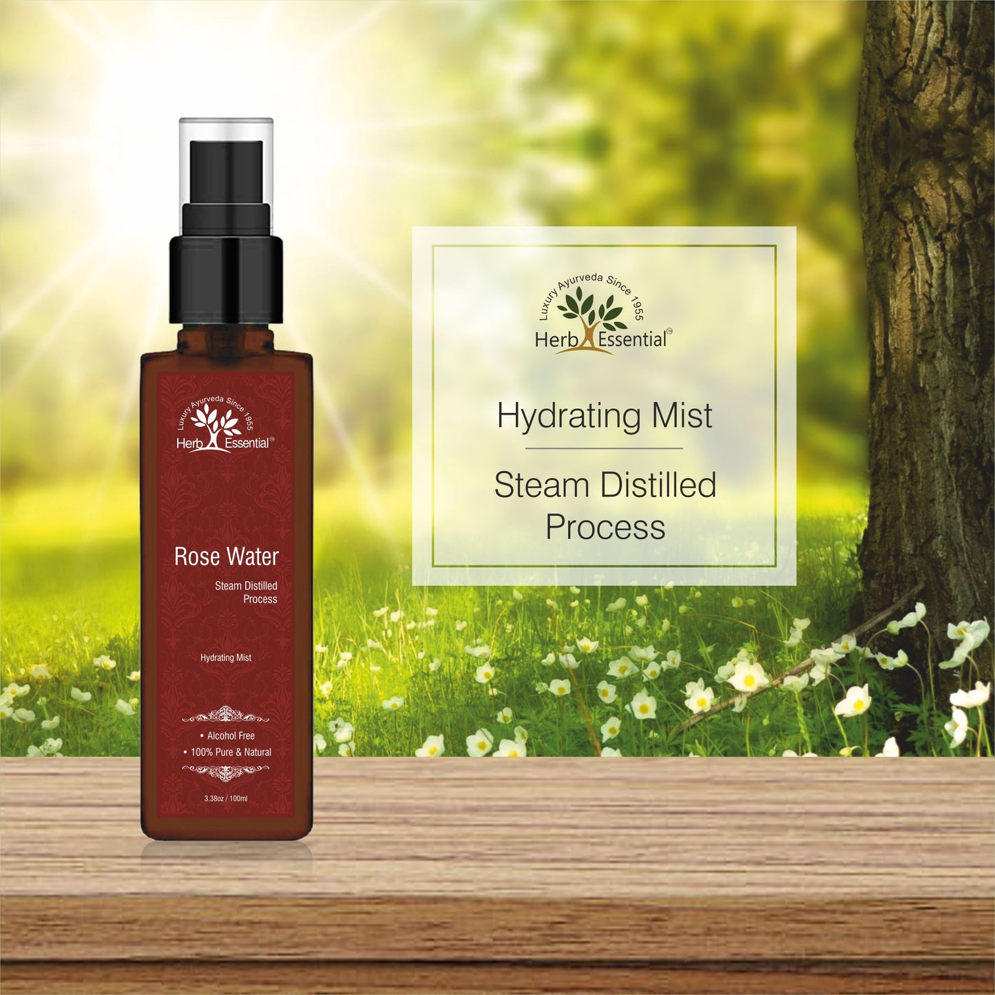 Hydrating Mist (Pure Rose Water) Steam Distilled, 100 ml