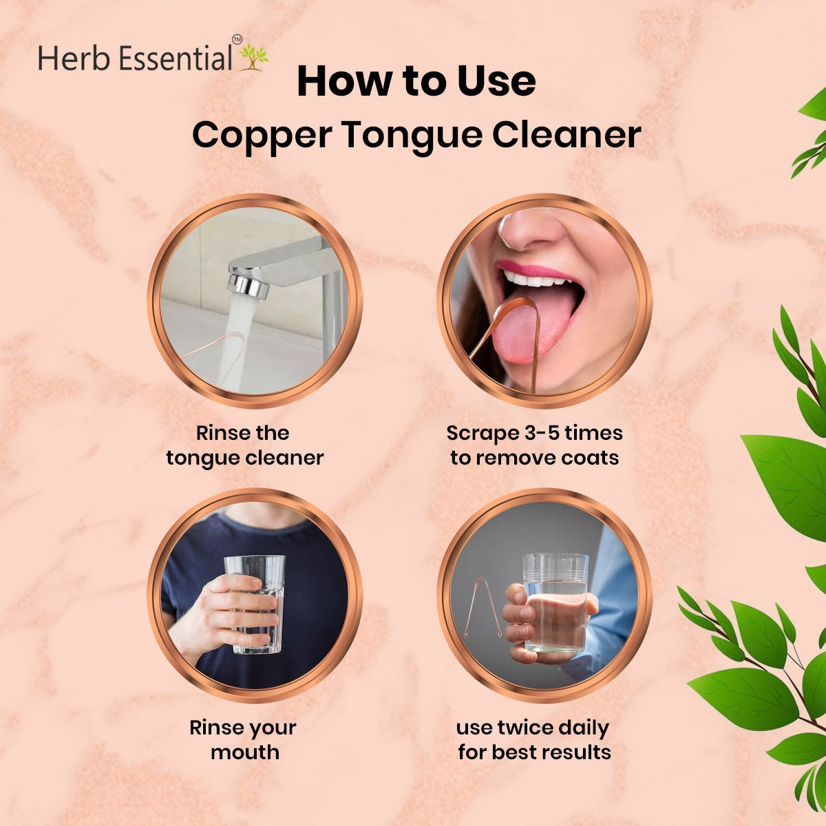 Herb Essential Copper Tongue Cleaner, Pack of 3