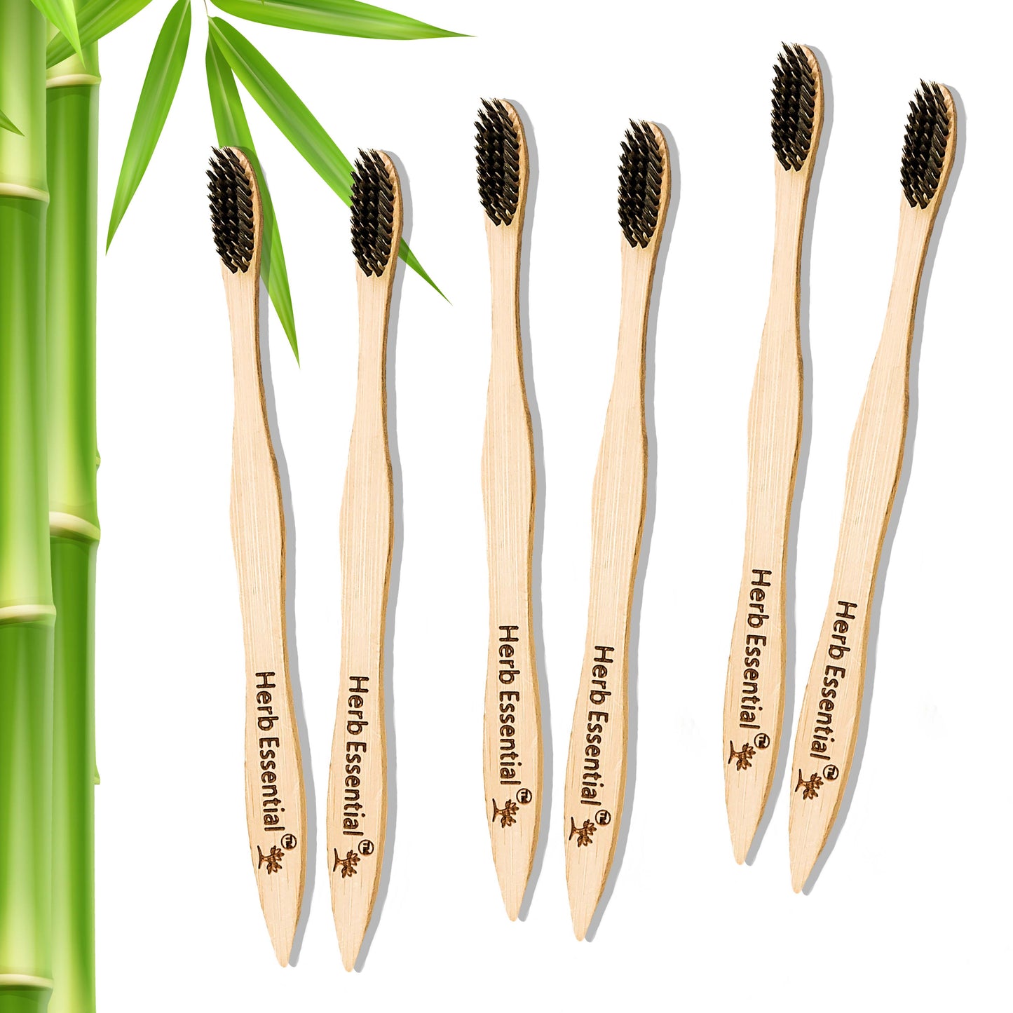 Herb Essential Bamboo Toothbrush, Pack of 6