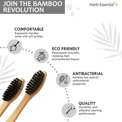 Herb Essential Bamboo Toothbrush, Pack of 4