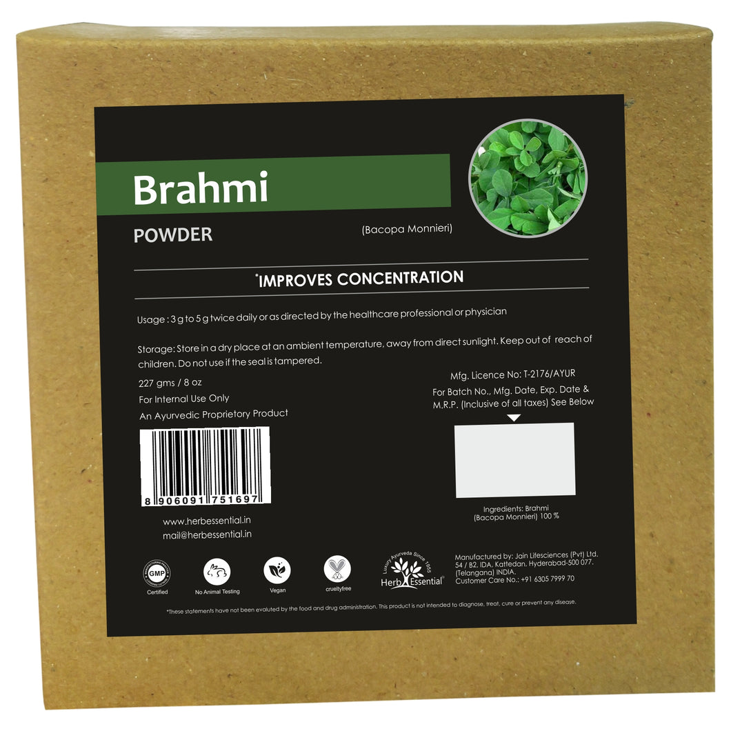 Organic Brahmi (Bacopa monnieri) Powder 227g | Memory Care, NO Preservative added