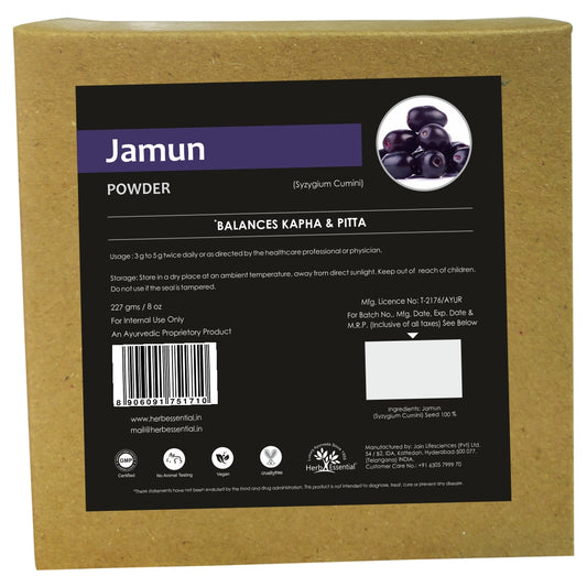 Organic Jamun (Syzygium cumini) Powder 227g | Diabetes Care, NO Preservative added