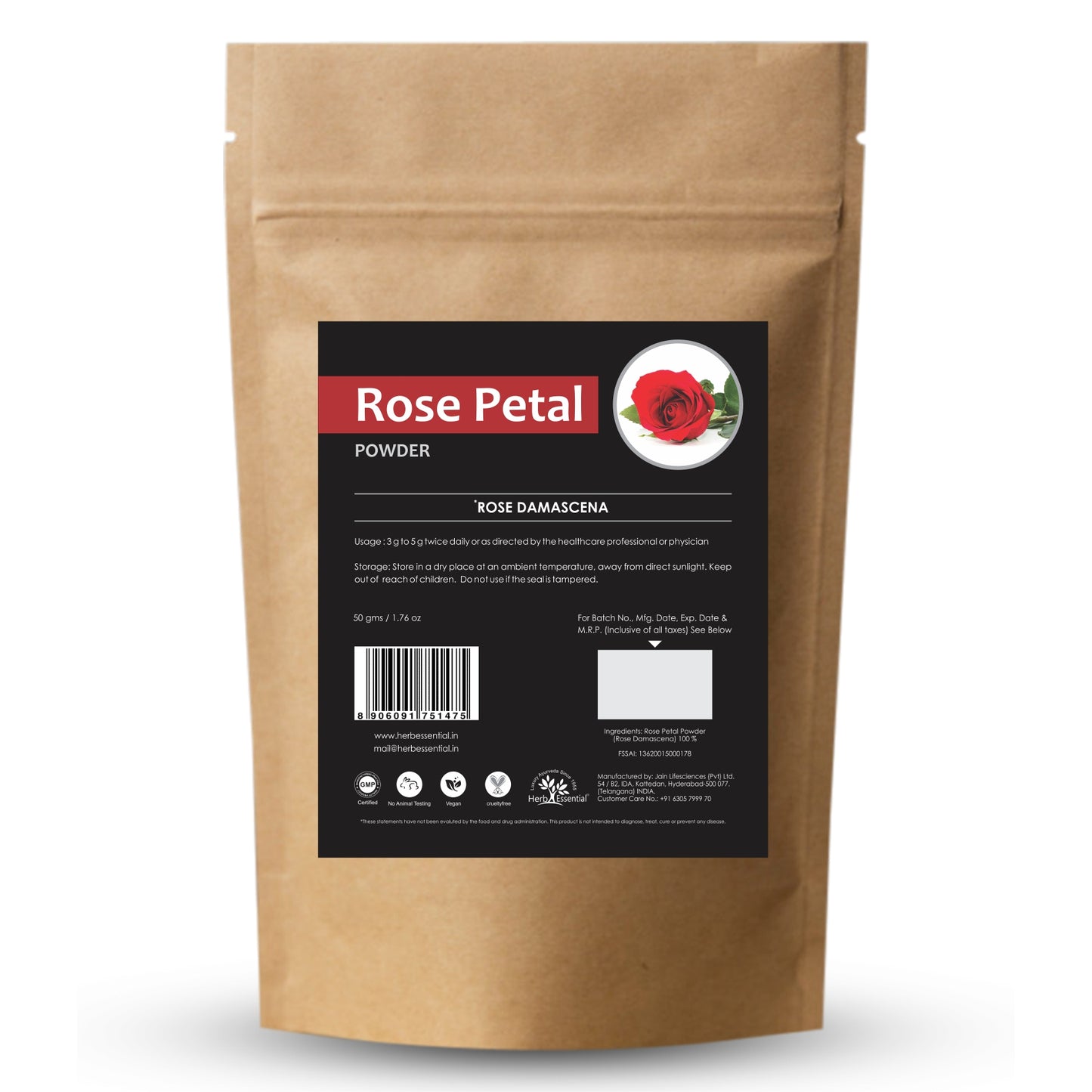 Rose Petal Powder, 200 gm (Pack of 4)